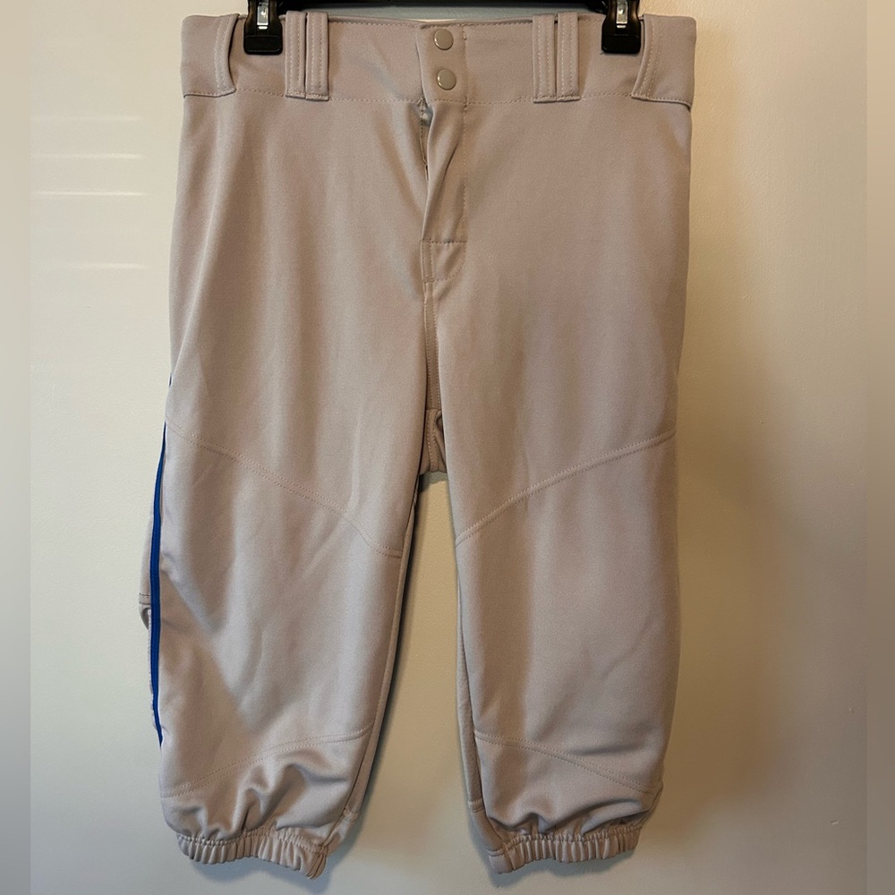 Men’s Alleson Gray Baseball Knickers w/ Blue Piping